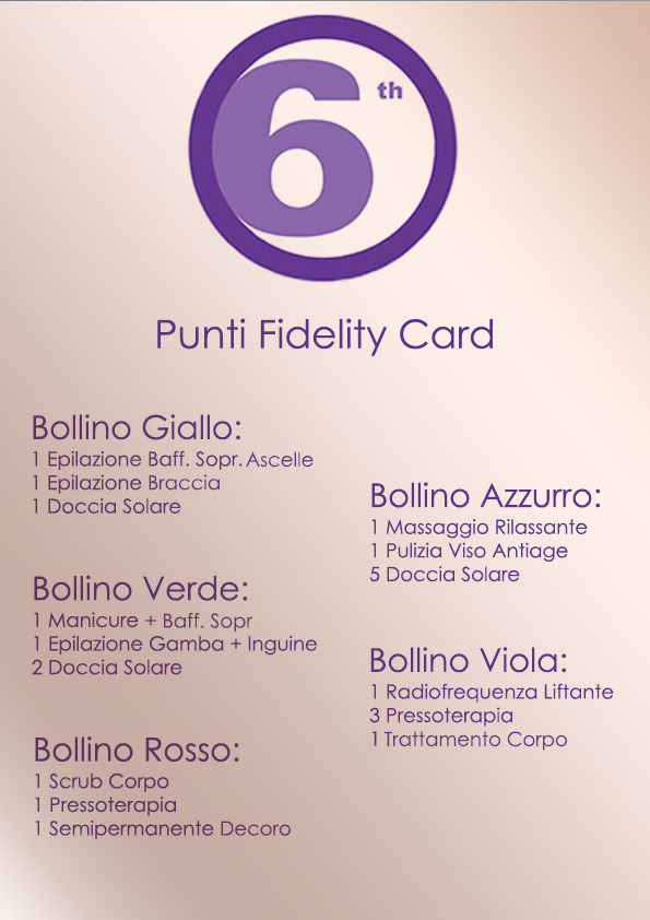 Sesto Senso Estetica Premi Punti Fidelity Card